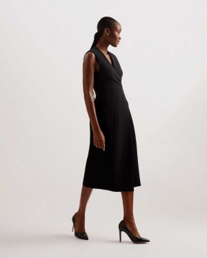 Black Women Ted Baker Molenaa Sleeveless Tailored Dress | T-208176