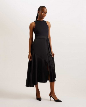 Black Women Ted Baker Wiiloww Racer Bodice Dress | T-956870