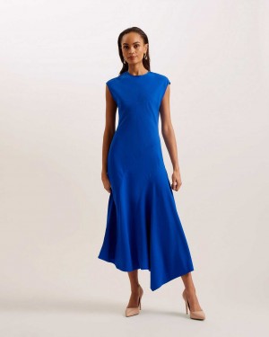 Blue Women Ted Baker Isparta Asymmetric Satin Dress | T-721094