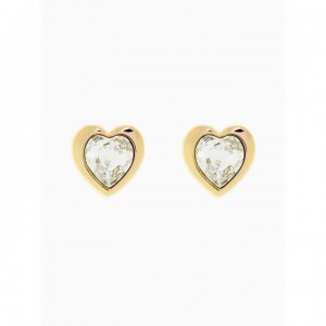 Gold Women Ted Baker Han Crystal Heart Earrings | T-395261