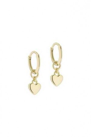 Gold Women Ted Baker Harrye Tiny Heart Huggie Earrings | T-675021