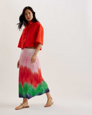 Multicolor Women Ted Baker Atsuii Ombre Midi Skirts | T-529378