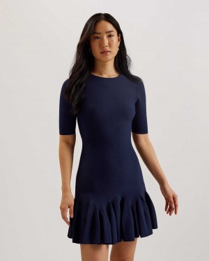 Navy Women Ted Baker Alzann Mini Skater Dress | T-510248