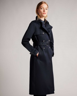 Navy Women Ted Baker Robbii Showerproof Trench Coat | T-691725