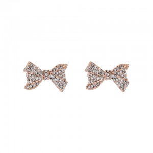 Rose Gold Women Ted Baker Barseta Crystal Bow Stud Earrings | T-608972