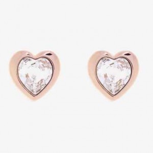 Rose Gold Women Ted Baker Han Crystal Heart Earrings | T-061725