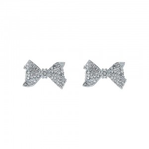 Silver Women Ted Baker Barseta Crystal Bow Stud Earrings | T-349785