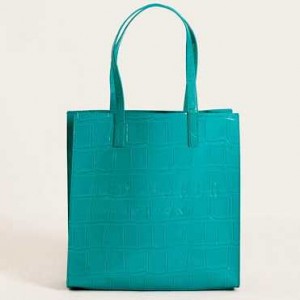 Turquoise Blue Women Ted Baker Croccon Croc Detail Large Icon Bags | T-713802