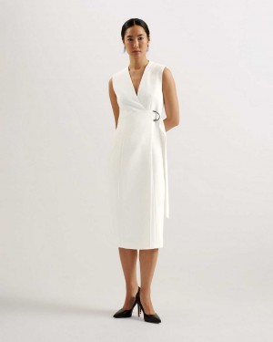 White Women Ted Baker Molenaa Sleeveless Tailored Dress | T-018364