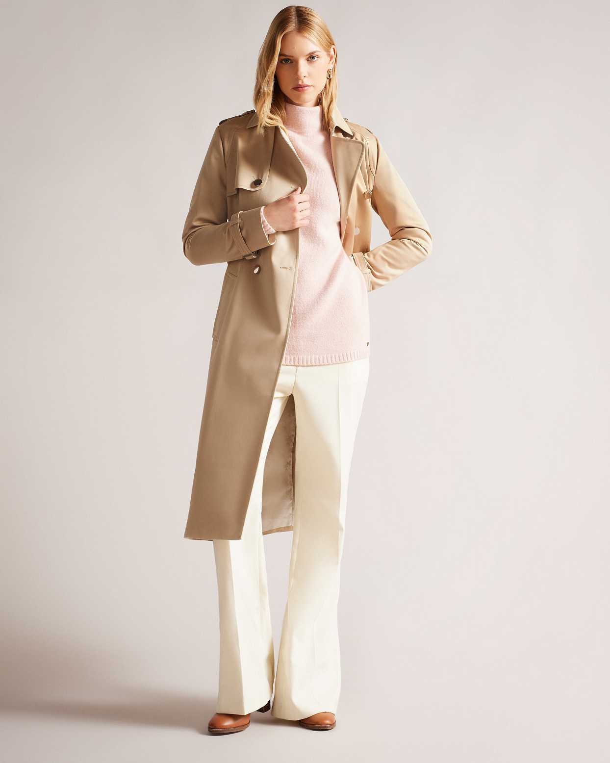 Beige Women Ted Baker Robbii Showerproof Trench Coat | T-861035