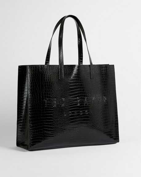 Black Women Ted Baker Allicon Mock Croc Tote Bags | T-670892