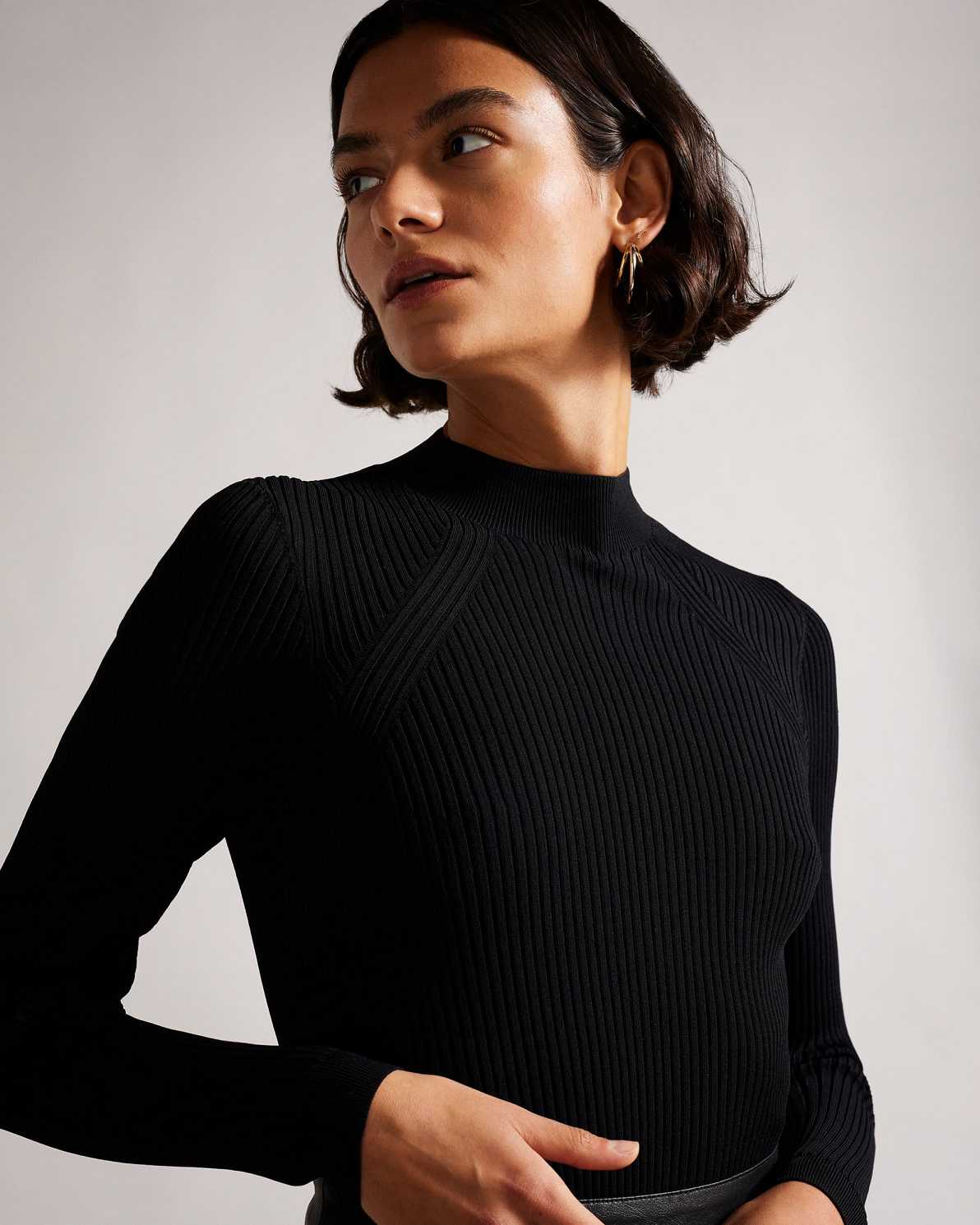 Black Women Ted Baker Alltaa Knit Bodice Dress | T-850612