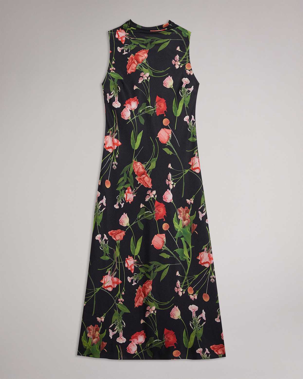 Black Women Ted Baker Connihh Cowl Neck Midi Slip Dress | T-418679