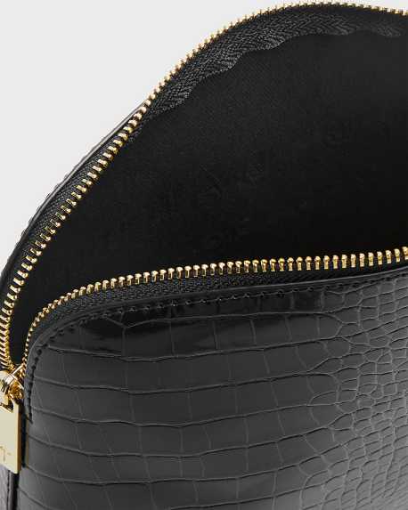 Black Women Ted Baker Crocala Croc Detail Debossed Makeup Bag | T-086942