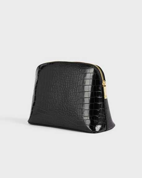 Black Women Ted Baker Crocala Croc Detail Debossed Makeup Bag | T-086942