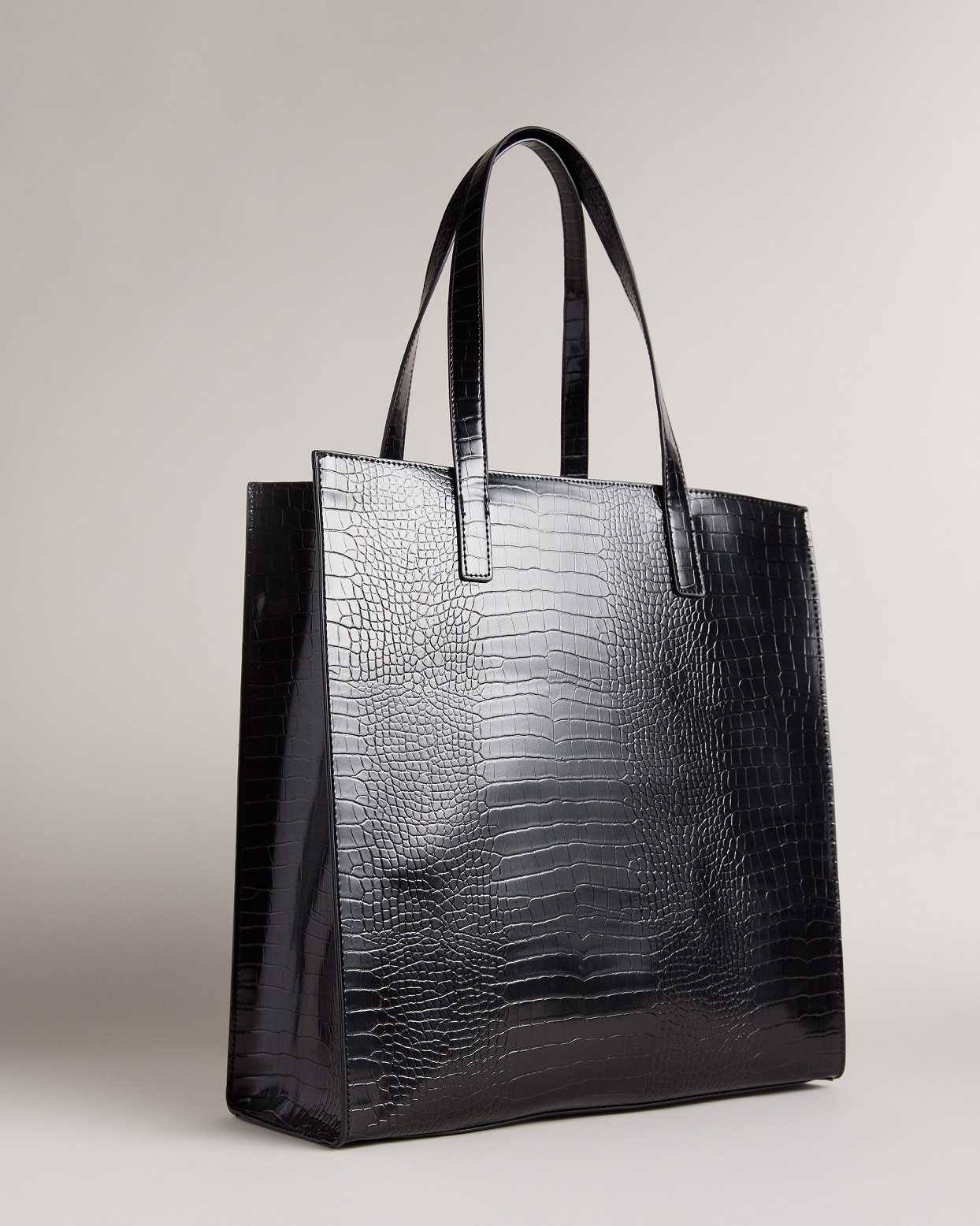 Black Women Ted Baker Croccon Croc Detail Large Tote Bags | T-523194