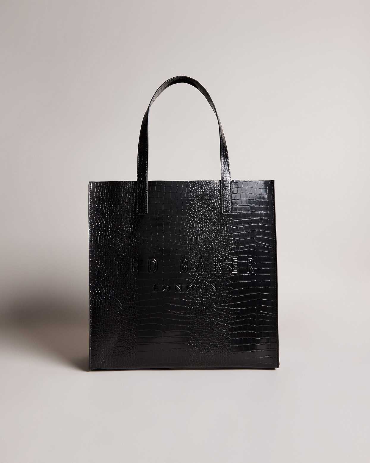 Black Women Ted Baker Croccon Croc Detail Large Tote Bags | T-523194