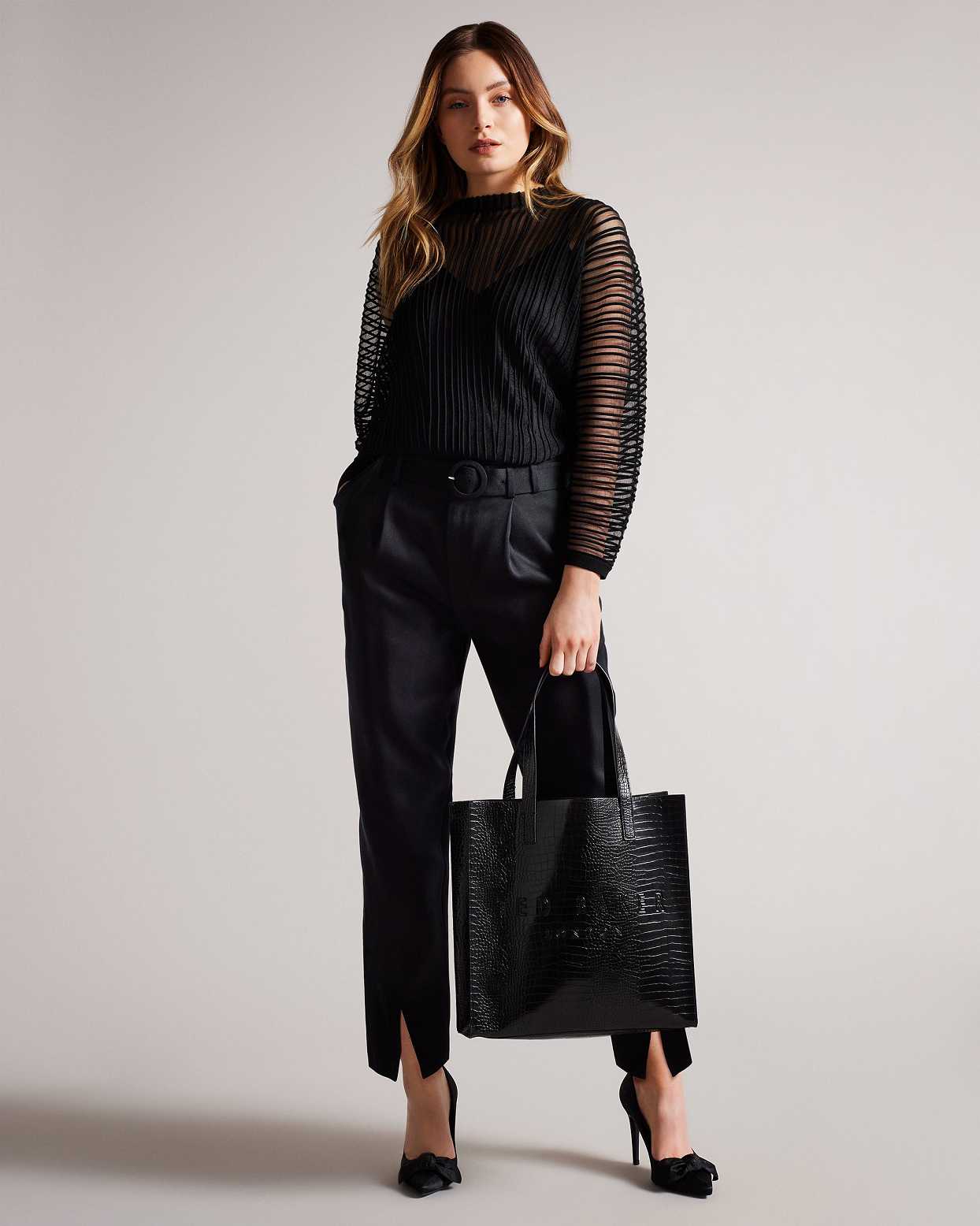 Black Women Ted Baker Croccon Croc Detail Large Icon Bags | T-016547