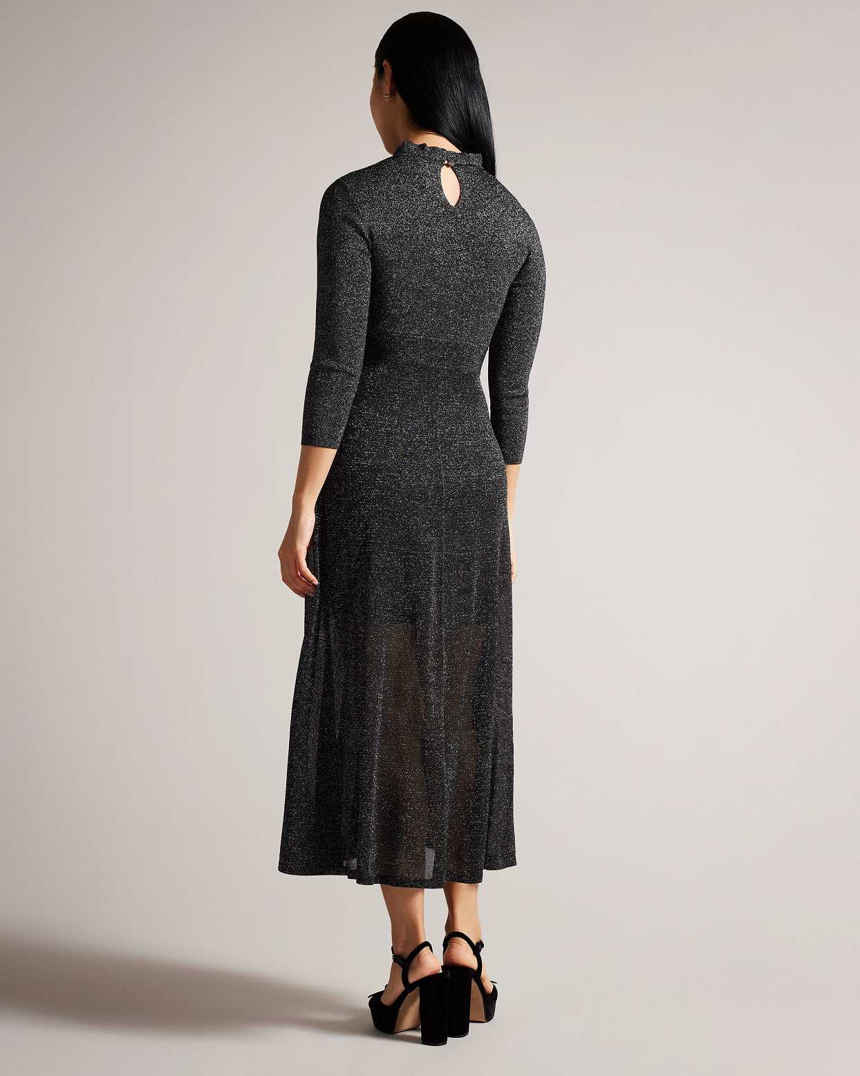 Black Women Ted Baker Kannie Metallic Knitted Dress | T-840396