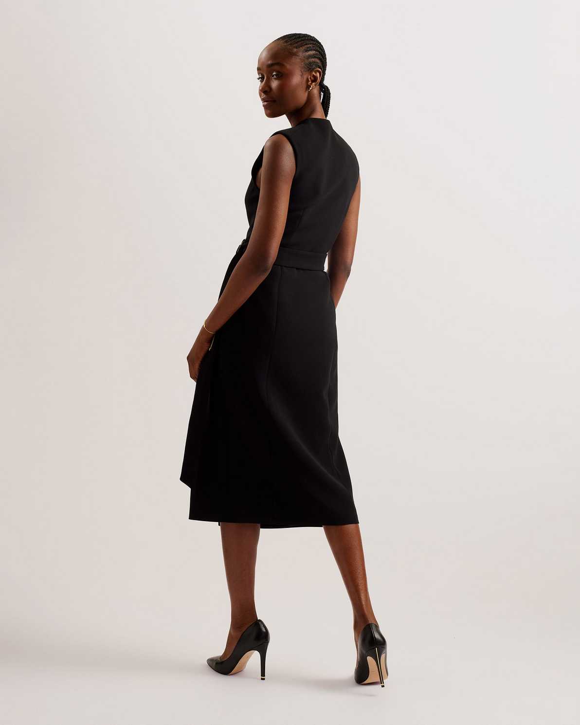 Black Women Ted Baker Molenaa Sleeveless Tailored Dress | T-208176