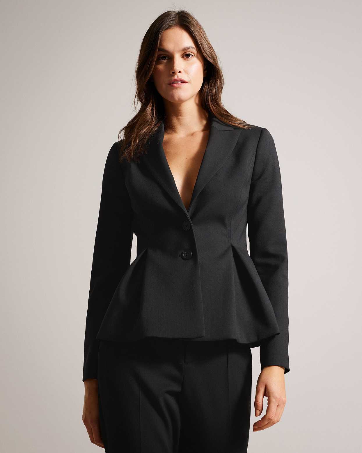 Black Women Ted Baker Philiya Peplum Waist Jacket | T-312560