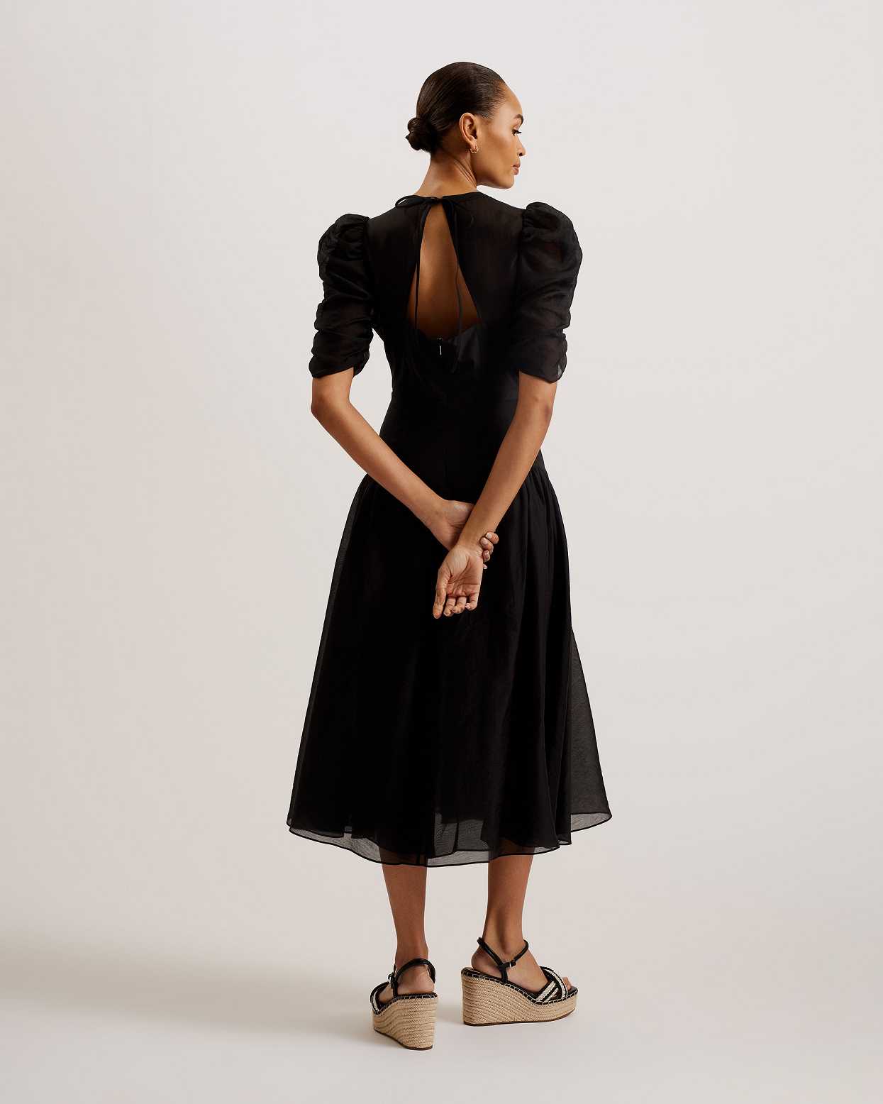 Black Women Ted Baker Tatsu Puff Sleeve Dress | T-603817