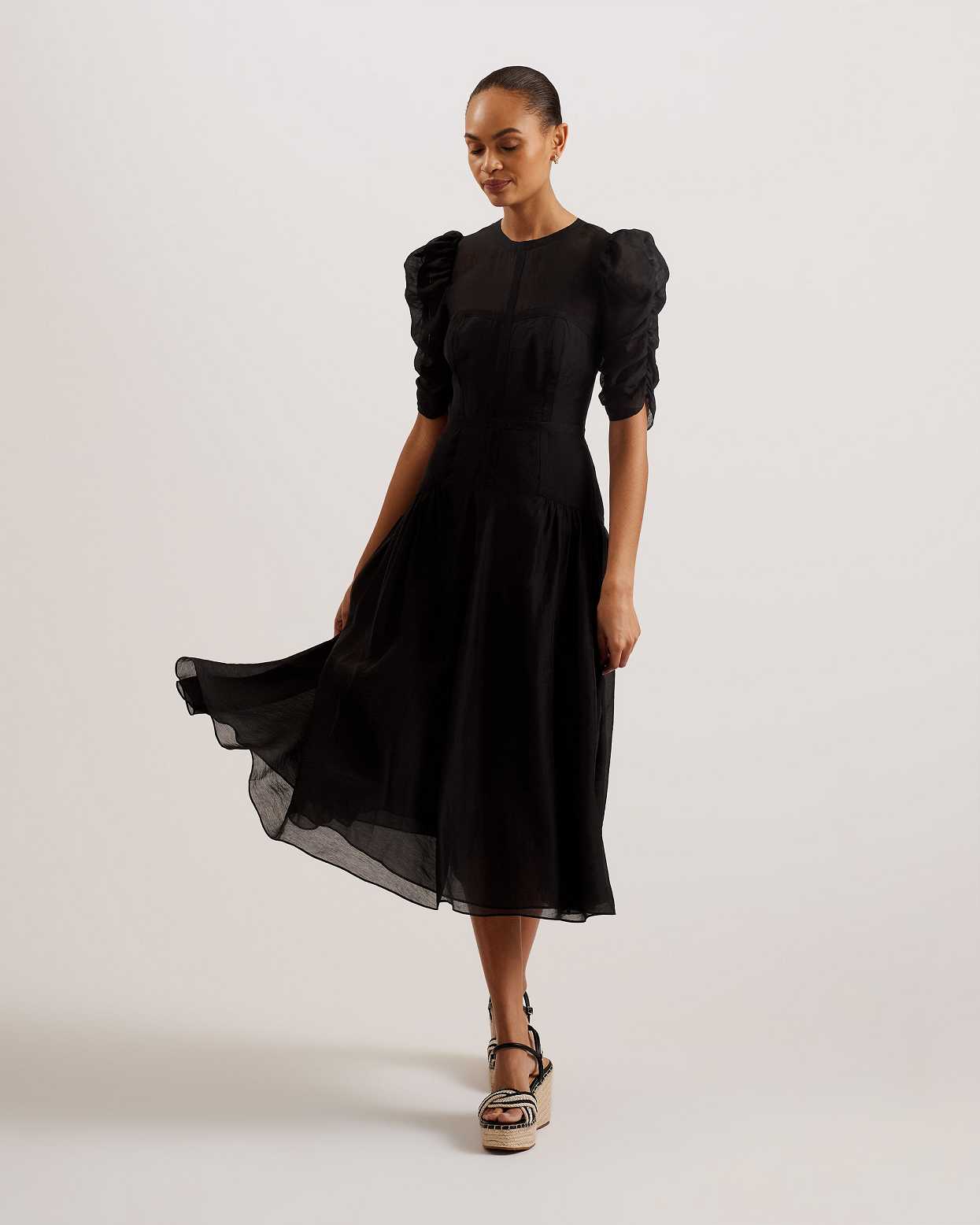 Black Women Ted Baker Tatsu Puff Sleeve Dress | T-603817