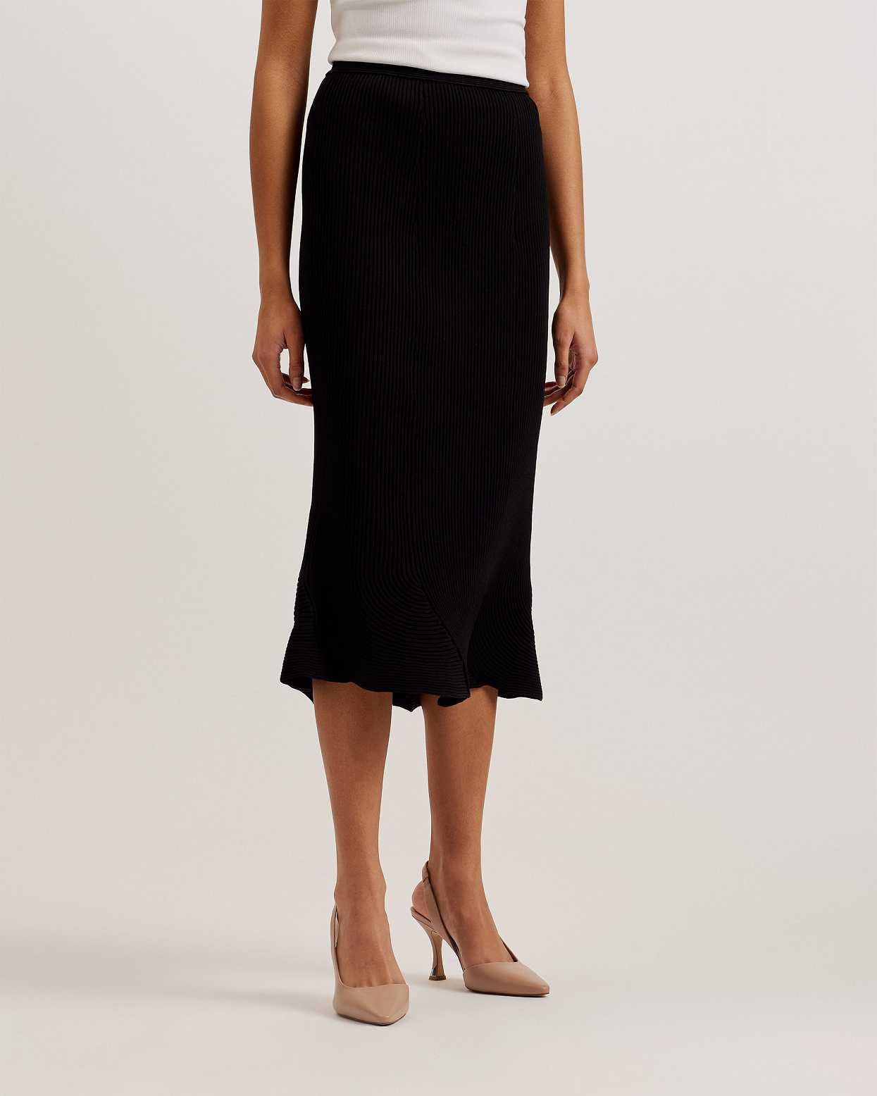 Black Women Ted Baker Velenaa Rib Engineered Knit Skirts | T-803257