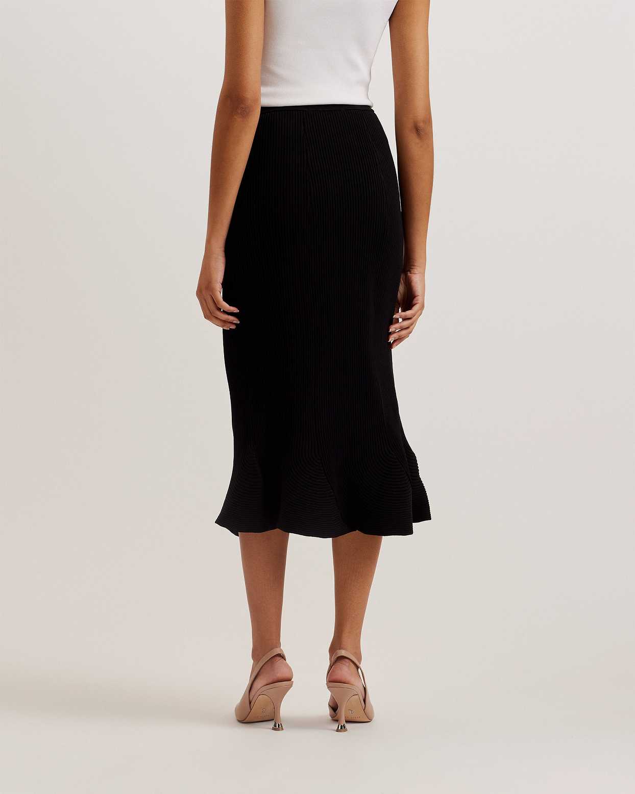 Black Women Ted Baker Velenaa Rib Engineered Knit Skirts | T-803257