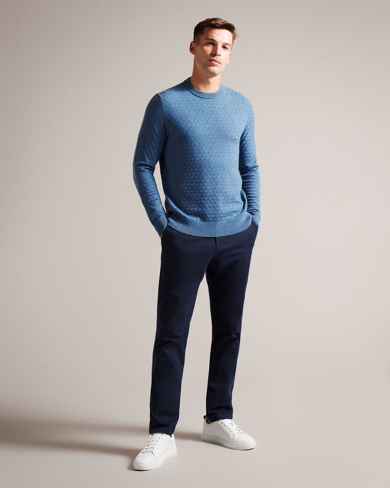 Blue Men Ted Baker Loung Long Sleeve T Knit Jumper | T-251348