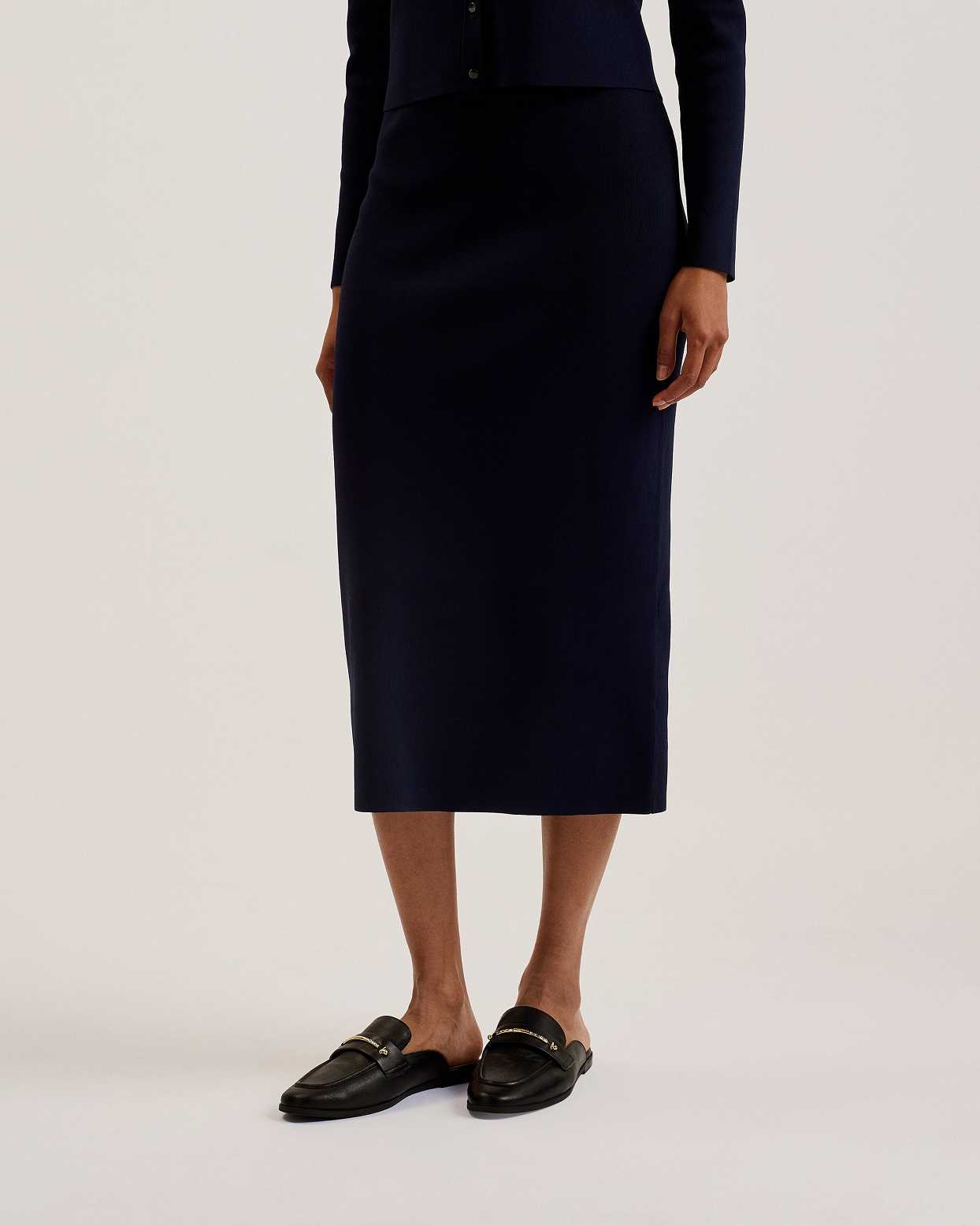 Blue Women Ted Baker Barbrha Knitted Bodycon Midi Skirts | T-953610