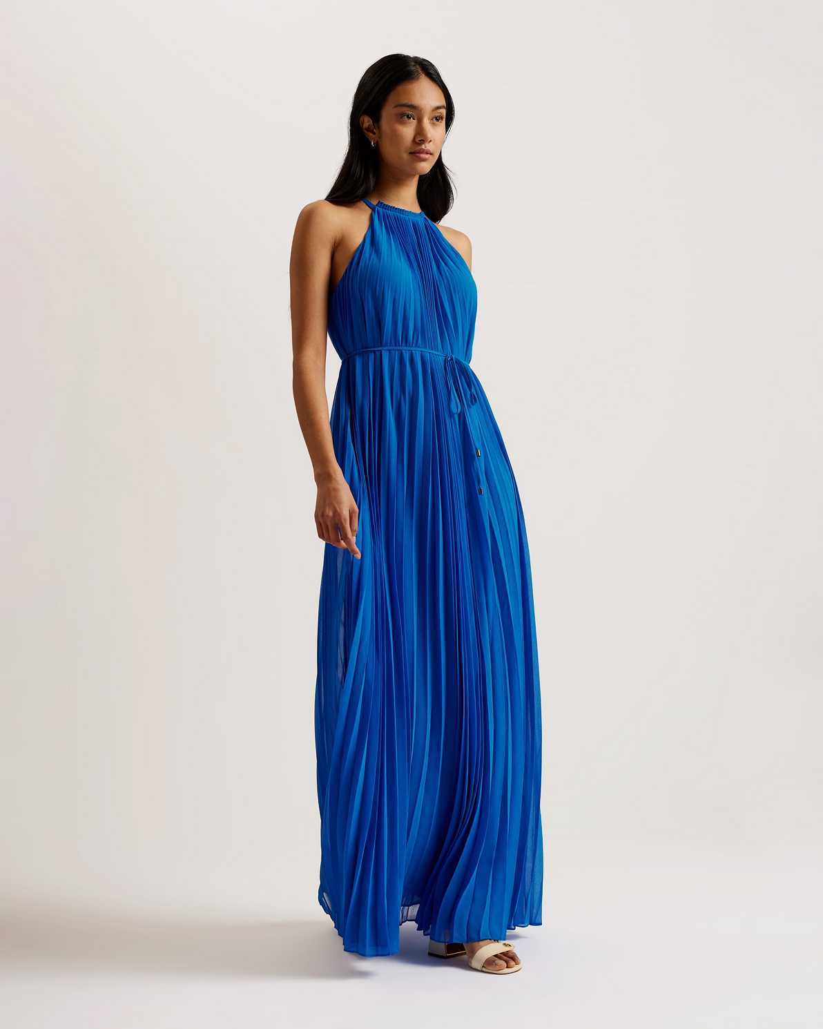 Blue Women Ted Baker Helyos Pleated Halterneck Dress | T-870154