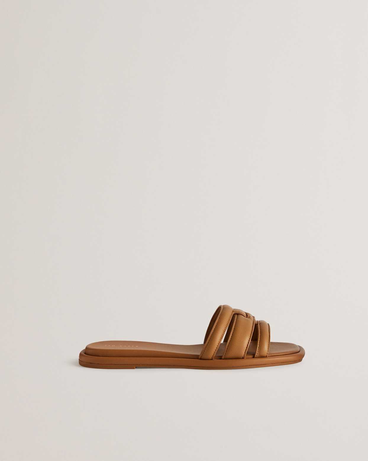 Brown Women Ted Baker Leeiaa Flat Woven T Logo Sandals | T-150629