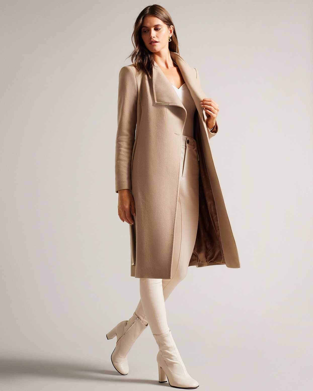 Brown Women Ted Baker Rose Wool Wrap Coat | T-641523