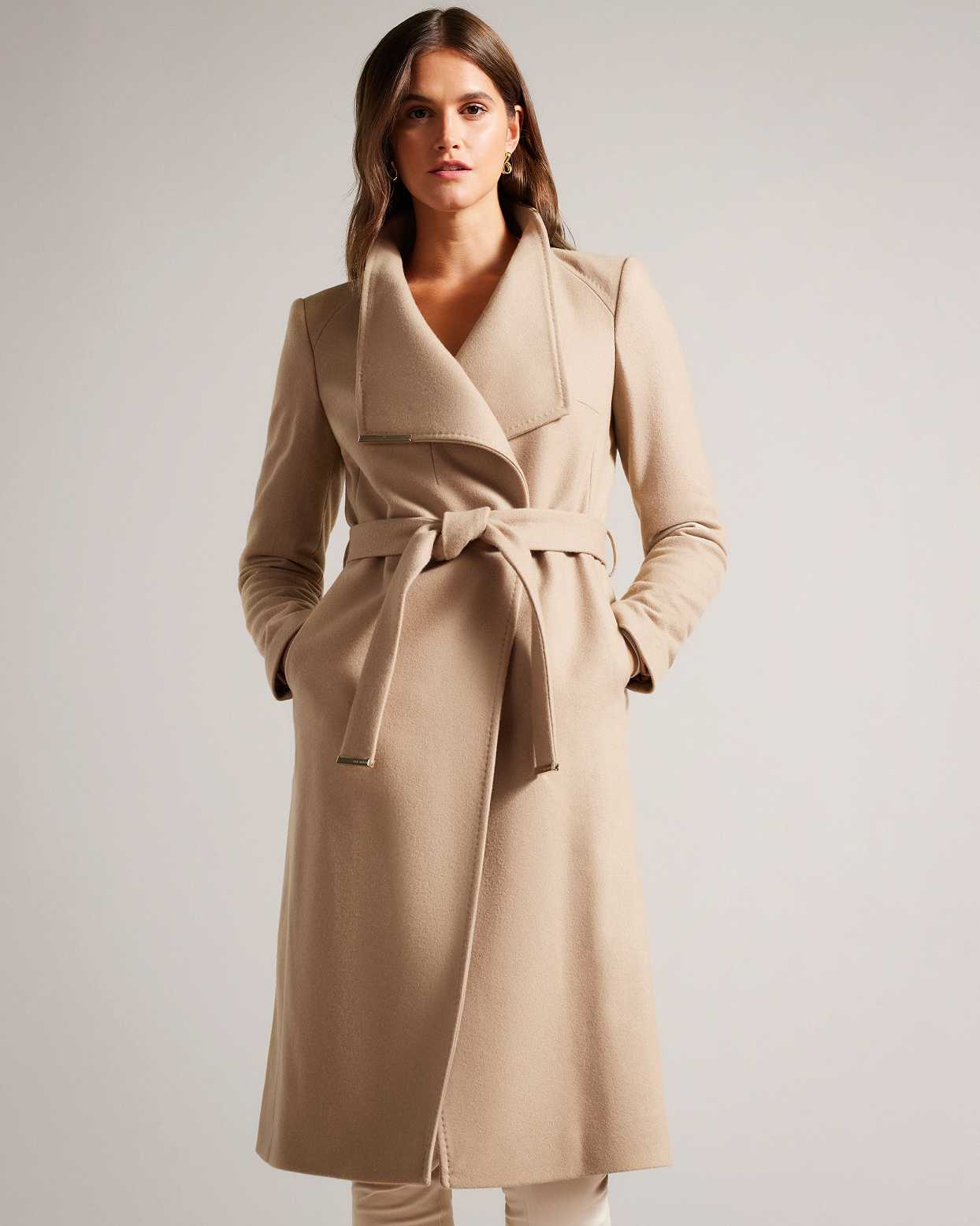 Brown Women Ted Baker Rose Wool Wrap Coat | T-641523