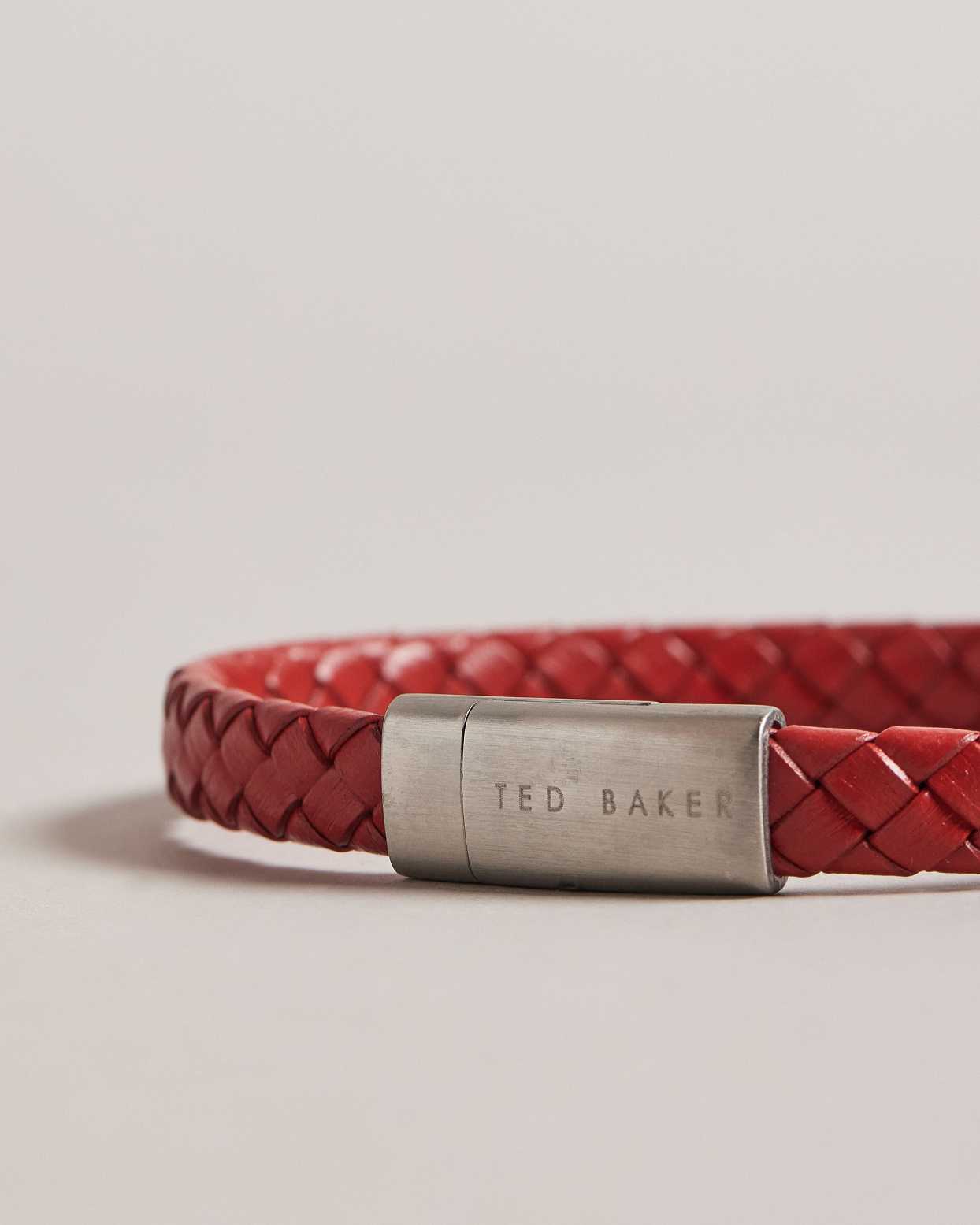 Burgundy Men Ted Baker Bradly Woven Leather Bracelet | T-294730