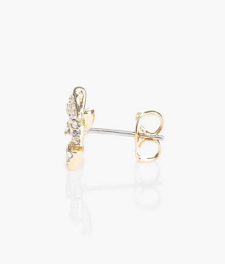 Gold Women Ted Baker Barseta Crystal Bow Stud Earrings | T-103246