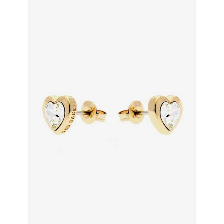 Gold Women Ted Baker Han Crystal Heart Earrings | T-395261