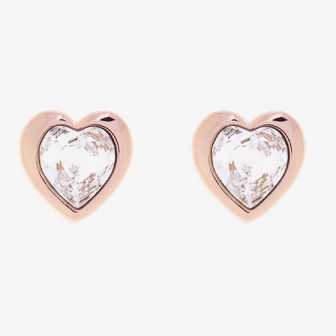 Gold Women Ted Baker Han Crystal Heart Earrings | T-395261