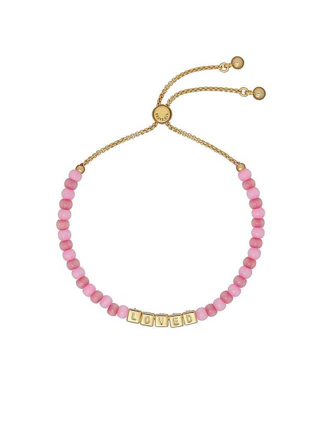 Gold Women Ted Baker Sweetia Loved Beaded Adjustable Bracelet | T-912504