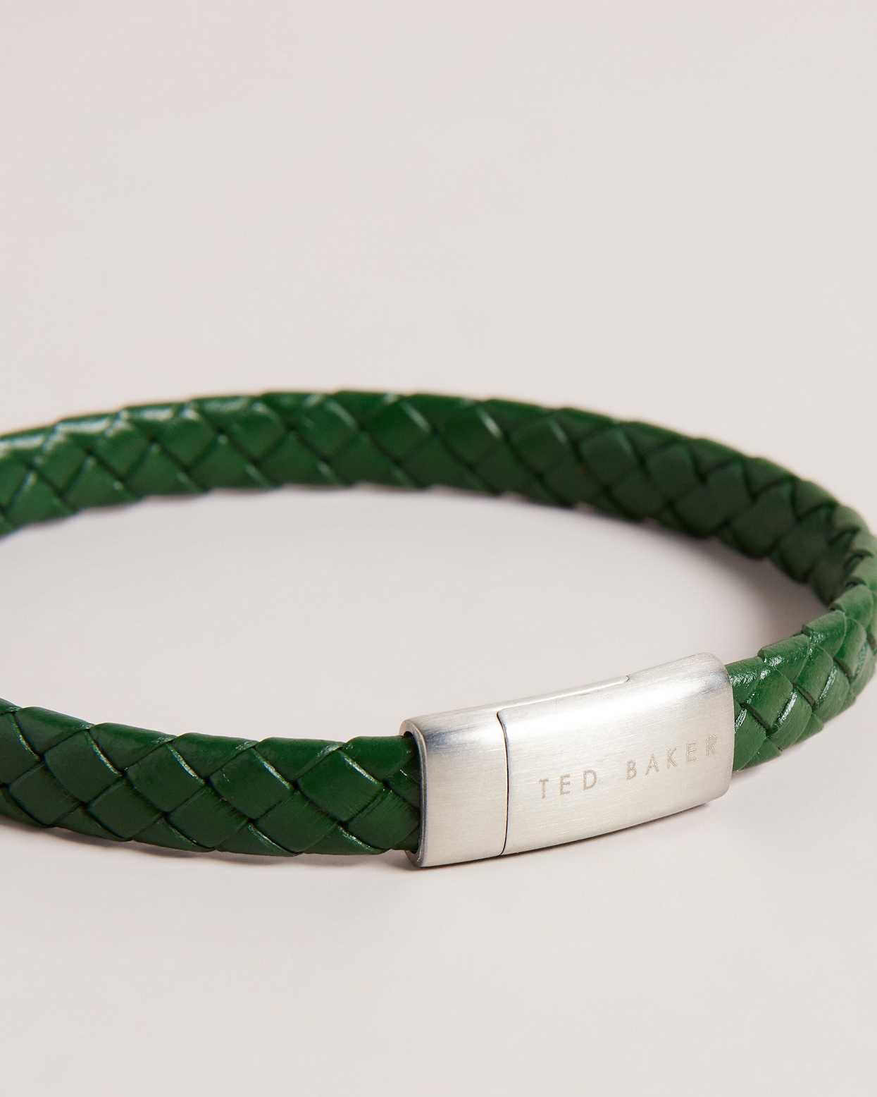 Green Men Ted Baker Bradly Woven Leather Bracelet | T-675298