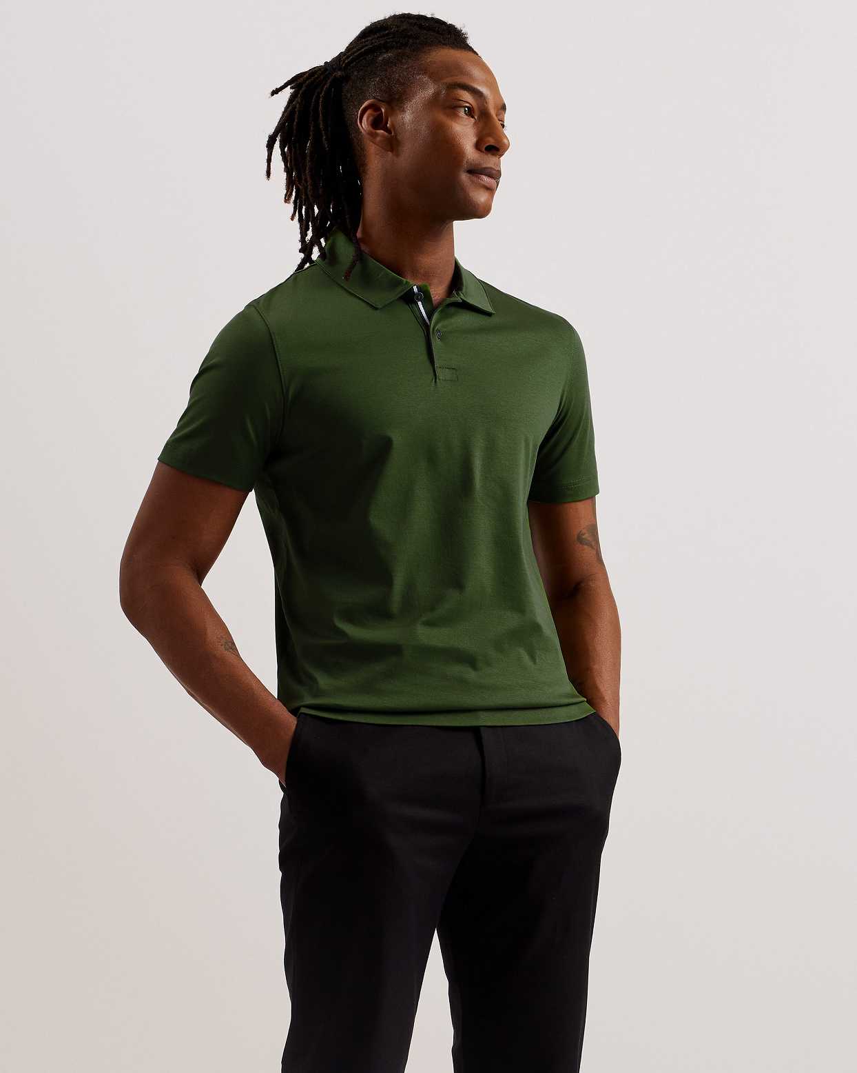 Green Men Ted Baker Zeiter Short Sleeve Slim Fit Shirt | T-367251