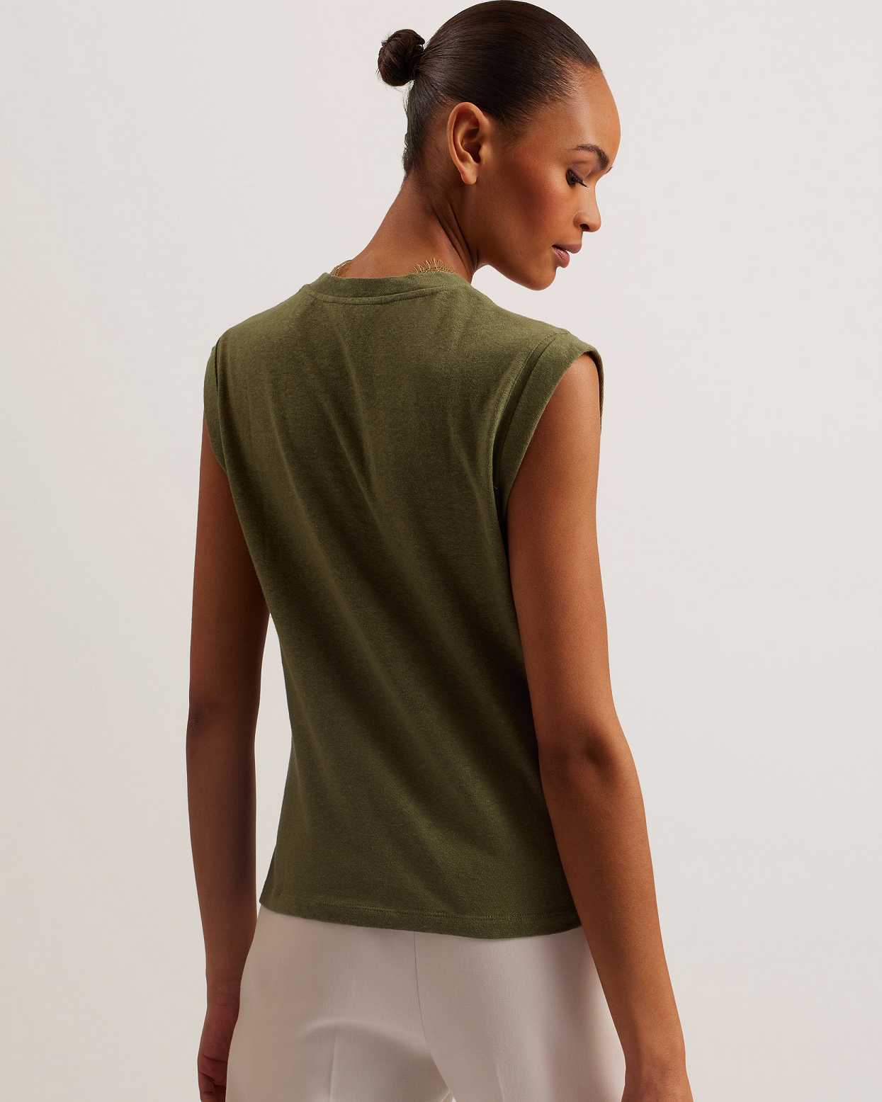 Khaki Women Ted Baker Effiy V-Neck Vest | T-542396