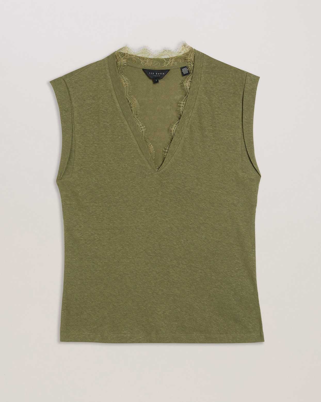 Khaki Women Ted Baker Effiy V-Neck Vest | T-542396