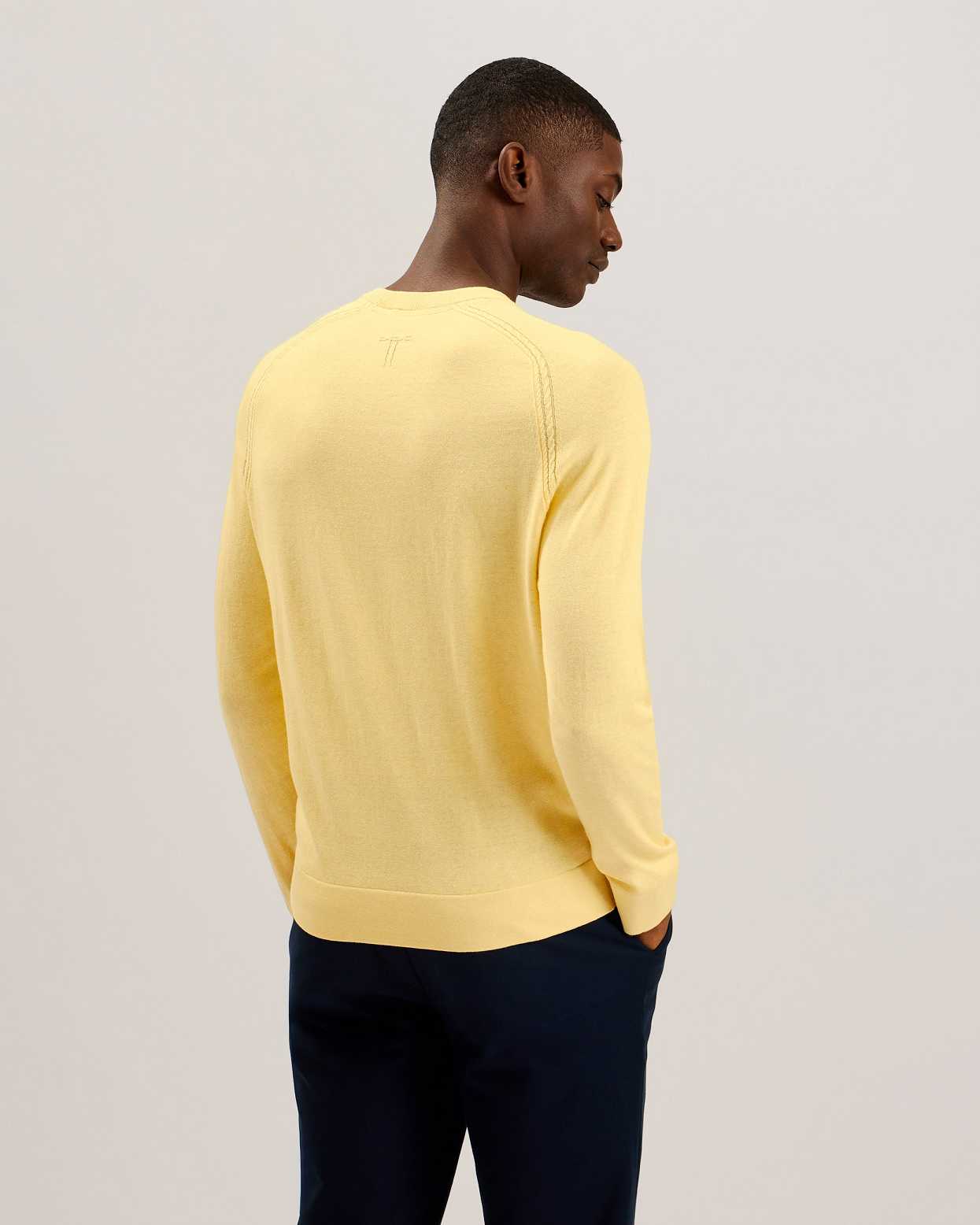 Light Yellow Men Ted Baker Tivol Silk Blend Crew Neck Jumper | T-483209