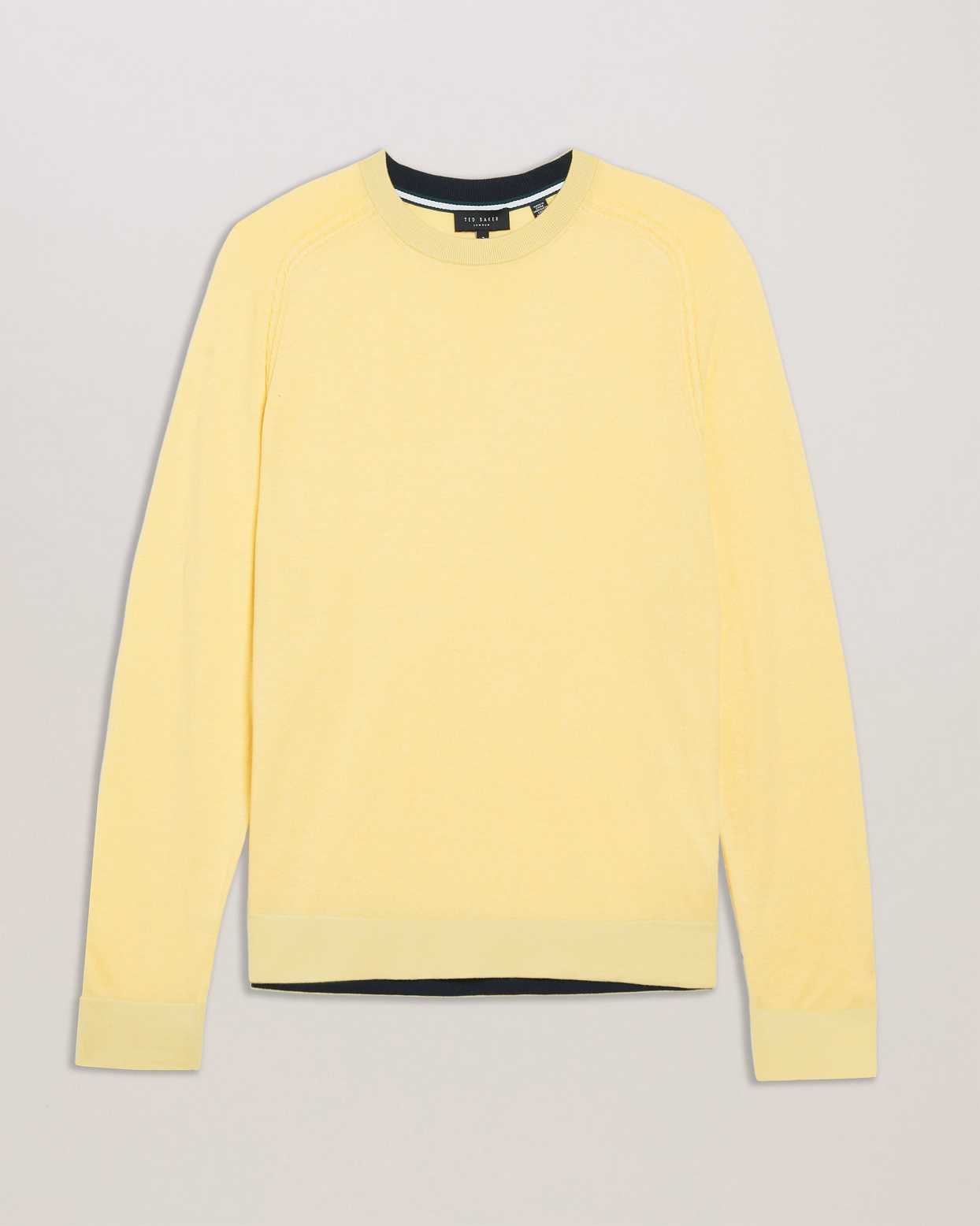 Light Yellow Men Ted Baker Tivol Silk Blend Crew Neck Jumper | T-483209