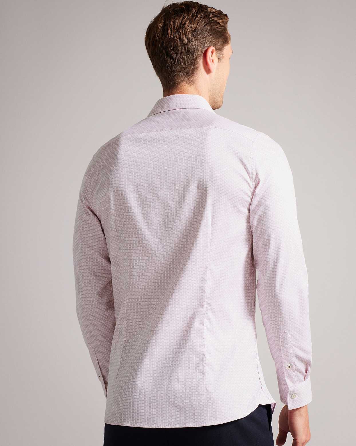 Pink Men Ted Baker Faenza Long Sleeve Geometric Shirt | T-870653