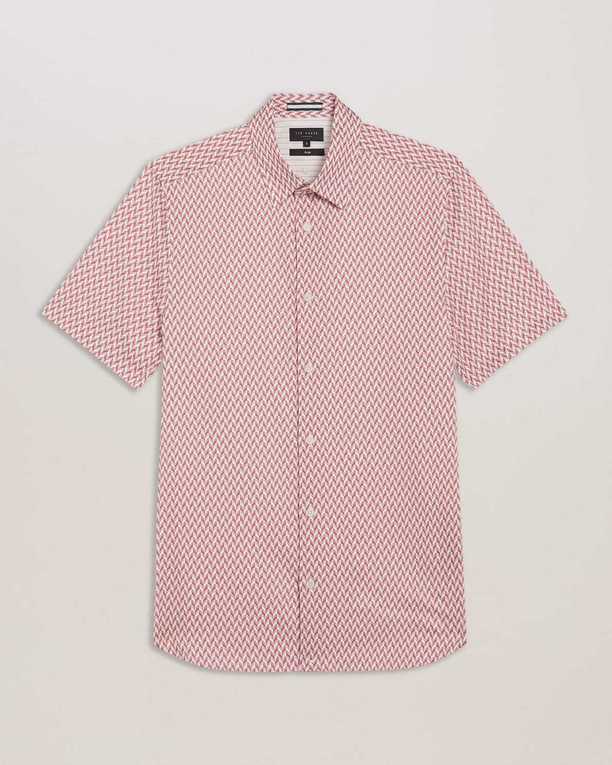 Pink Men Ted Baker Lacesho Short Sleeve Geo Printed Shirt | T-175062