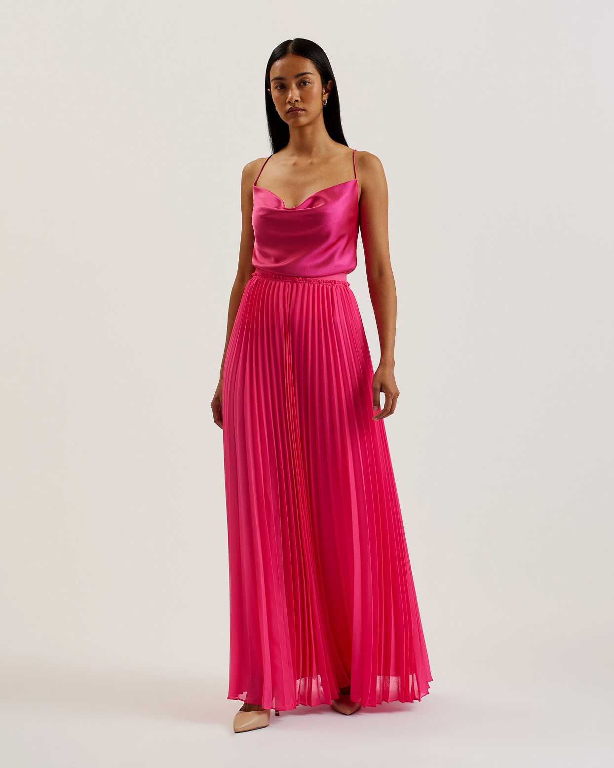 Pink Women Ted Baker Clodi Pleated Maxi Skirts | T-170983