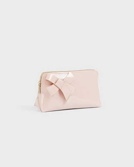 Pink Women Ted Baker Nicolai Glossy Bow Embellished Makeup Bag | T-029418